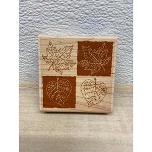 2002 Stampabilities Leaf Block Wood Mounted Rubber Stamp